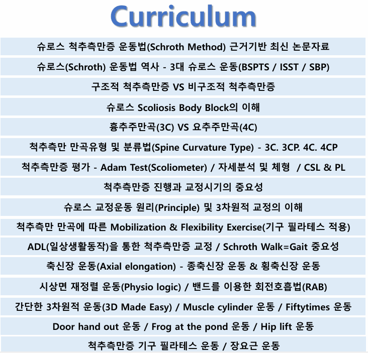 척추측만증 교정 - 독일식 슈로스 운동(Schroth Method) 전문가 과정 Basic Course 2