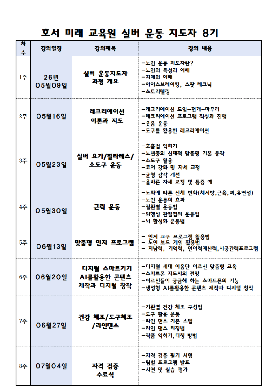 실버 운동 지도자 양성 과정 2