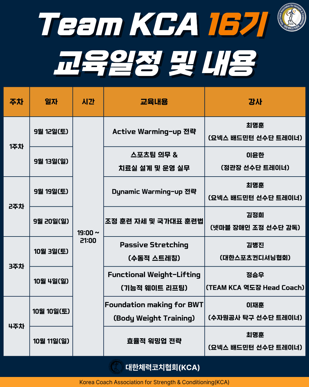 대한체력코치협회 TEAM KCA 스터디 16기 2